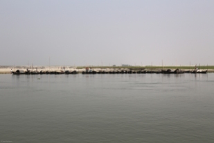 Fishermen's sheet metal boats on the Jamuna River