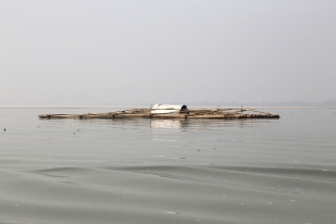 Fisherman's floating cabin on the Jamuna River