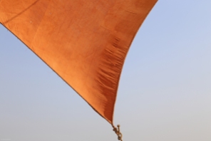 Traditional woven sails of the wooden river boat B-613